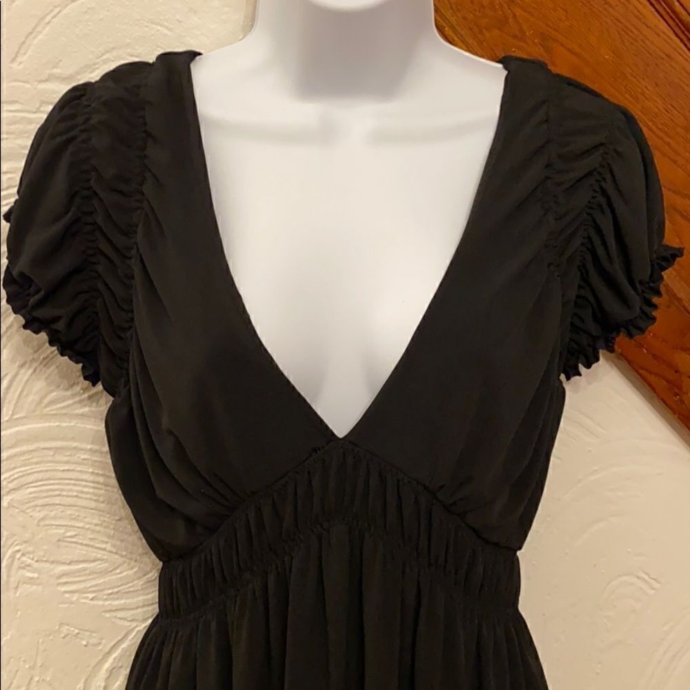 Laundry by Design Mini Dress Women Black Ruched Empire Waist V-Neck 6 - Picture 2 of 5